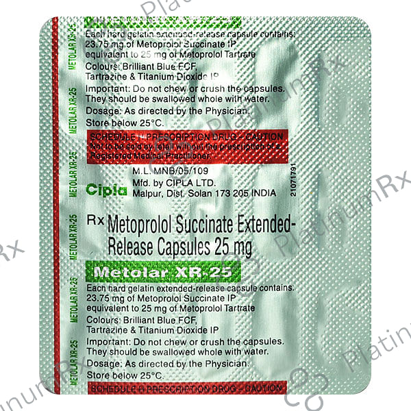Metolar XR 25mg Capsule 15s