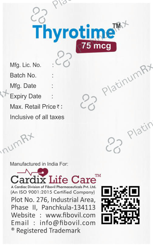 Thyrotime 75mcg Tablet 100s
