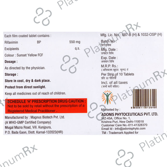 Rifonis 550mg Tablet 10s
