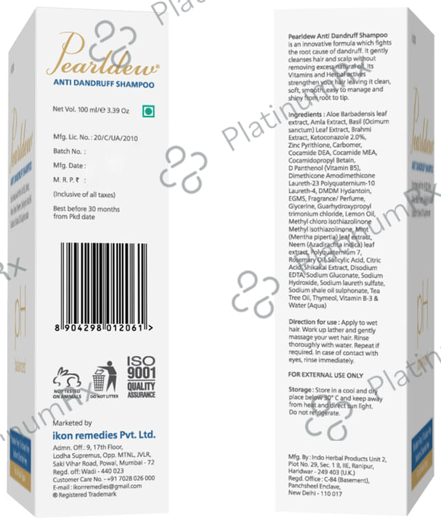 Pearldew Anti Dandruff Shampoo (100ml Each) 2 Tubes