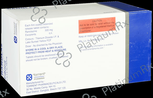 Ranolaz 500mg Tablet ER 15s