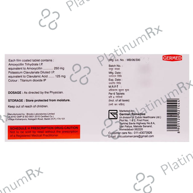 Augmed 250/125mg Tablet 6s