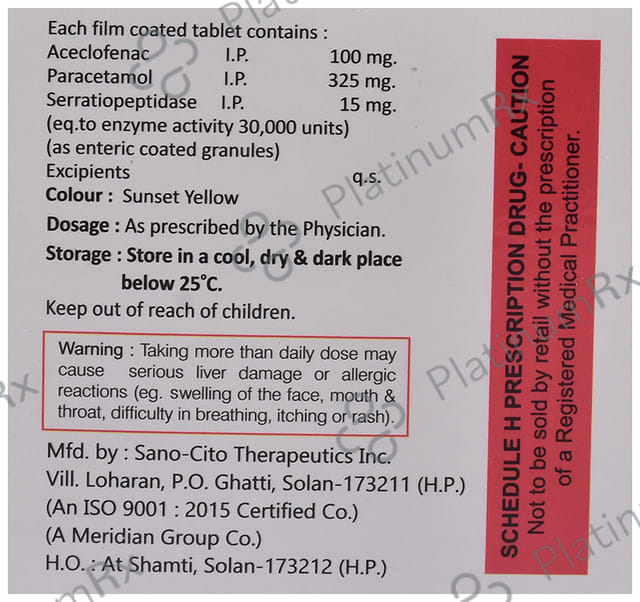 Zeero SP 100mg/325mg/15mg Tablet