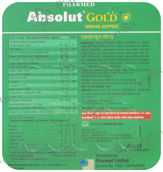 Absolut Gold Capsule 10s