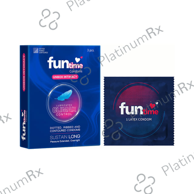 Funtime Dotted Ribbed & Contoured Climax Control Condom 3s