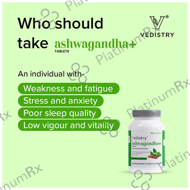 Vedistry Ashwagandha+ Tablet For Strength, Enegry And Vitality