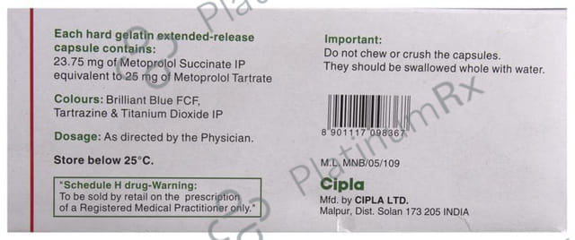 Metolar XR 25mg Capsule 15s