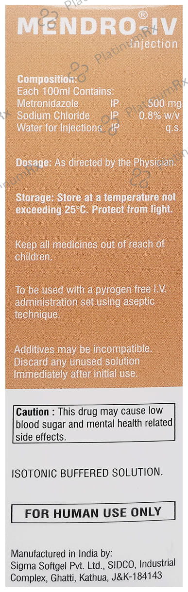 Mendro Iv 500mg Injection 100ml