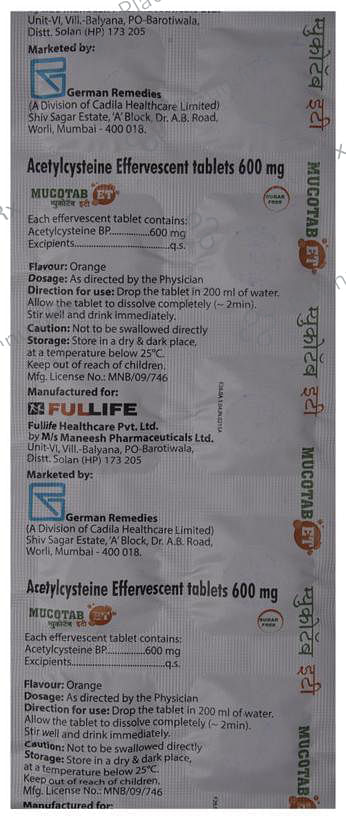 Mucotab ET Orange 600mg Tablet 10s