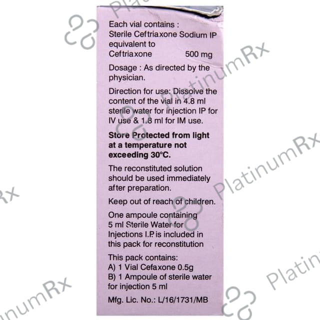 Cefaxone 0.5gm Injection 5ml