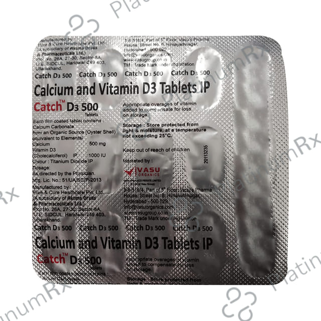 Catch D3 500mg/1000IU Tablet 15s