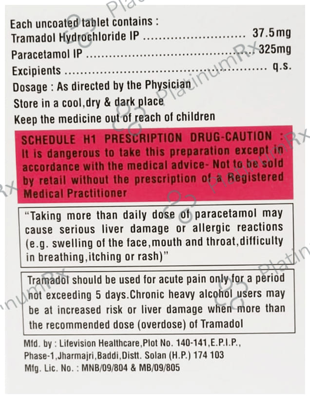 Tpmol 37.5/325mg Tablet 10s