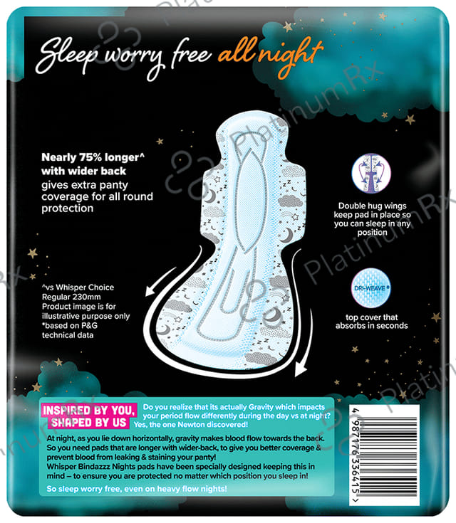 Whisper Bindazzz Nights Pads - Size XXXL 20 pads