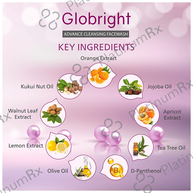 Globright 3 Way Anti-Bacterial Action Advance Cleansing Facewash (100ml Each) 2 Tube