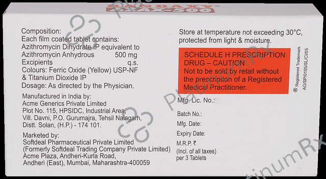 Azax 500mg Tablet 3s