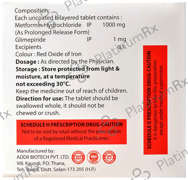 Glutorlix M 1/1000mg Forte Tablet PR 15s