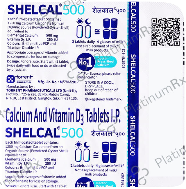 Shelcal 500mg/250IU Tablet 15s