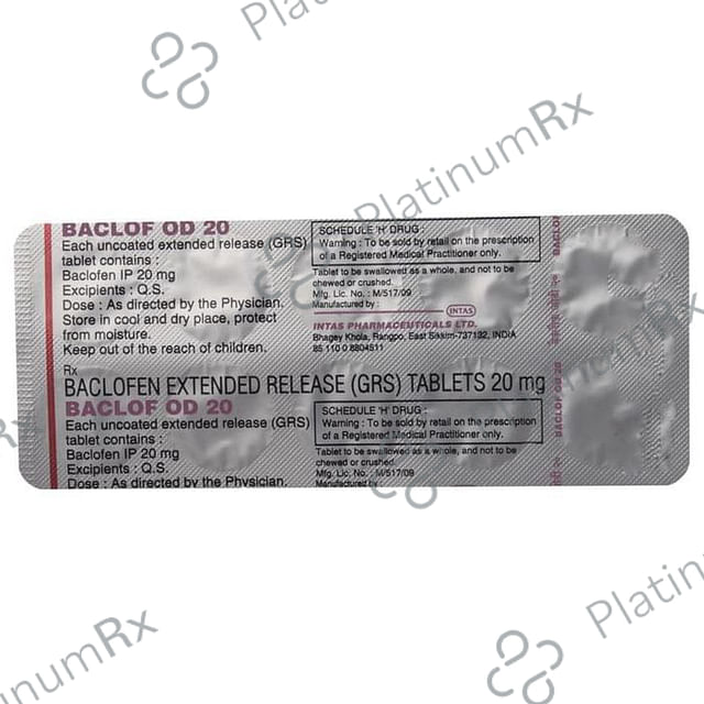Baclof OD 20 Tablet ER 10 Tablet ER