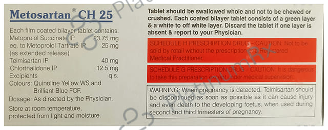 Metosartan CH 12.5/25/40mg Tablet ER 10s