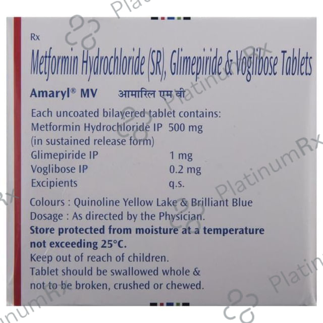 Amaryl MV 1/500/0.2mg Tablet SR 15s