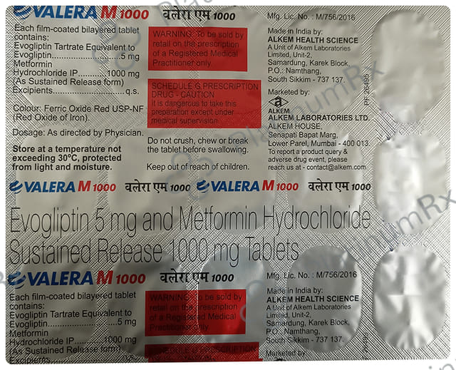 Valera M 1000/5mg Tablet SR 15s