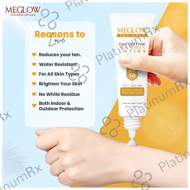 Meglow Pro Care Day Defense Sun Screen SPF 50 PA+++ Lotion 50ml