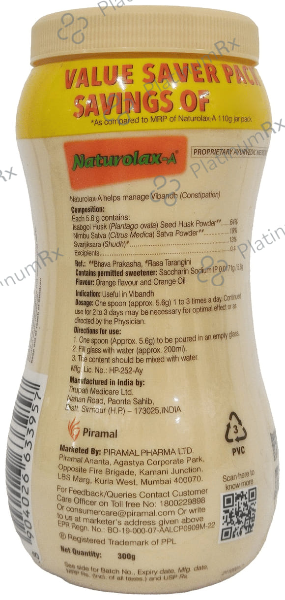 Naturolax A Tasty Orange Flavour Powder 300gm