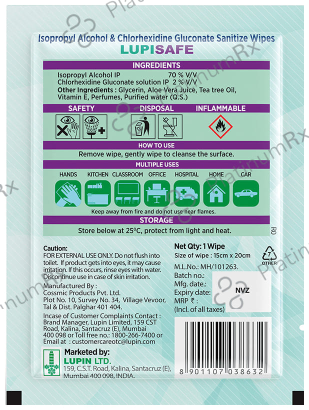 Lupin Lupisafe Sanitizing Wipes 10 wipes