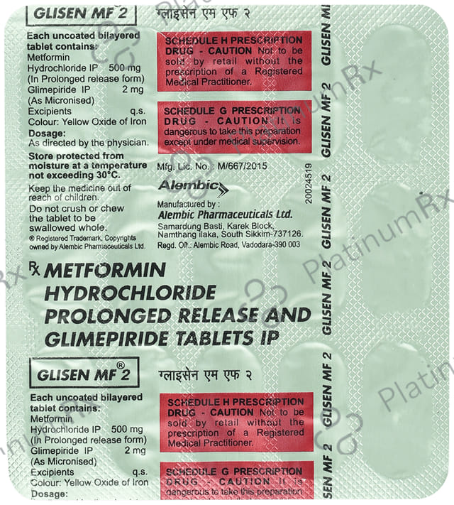 Glisen MF 2/500mg Tablet PR 15s