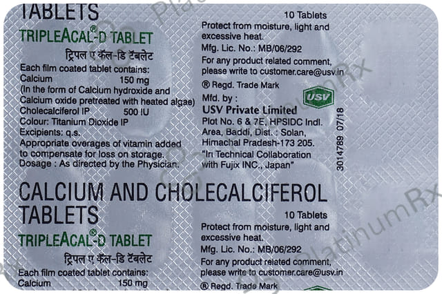 TripleACal D 150mg/500IU Tablet 10s