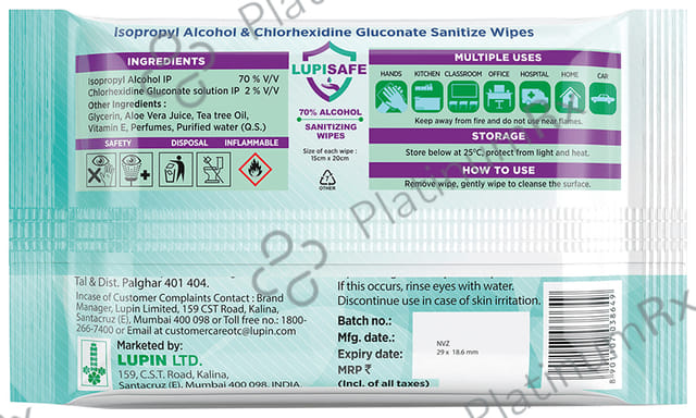 Lupin Lupisafe Sanitizing Wipes 60 wipes
