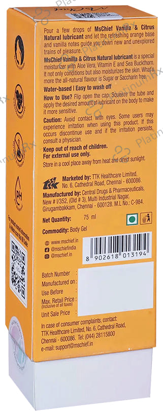 MsChief Classic Natural Lubricant Vanilla and Citrus