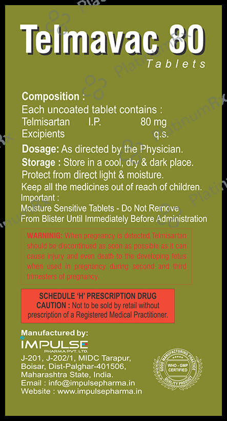 Telmavac 80mg Tablet 10s