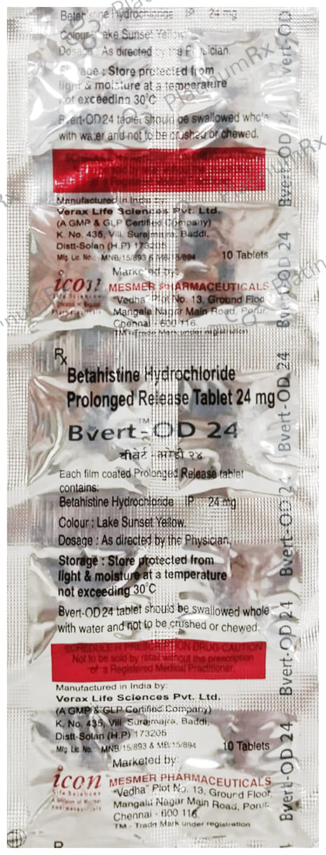 Bvert OD 24mg Tablet PR 10s