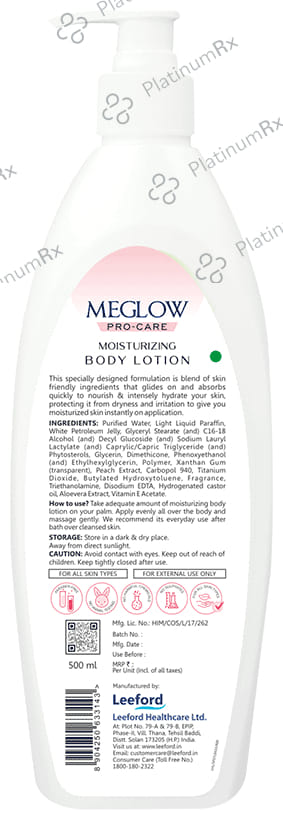 Meglow Moisturising Body Lotion Peach 500 ml