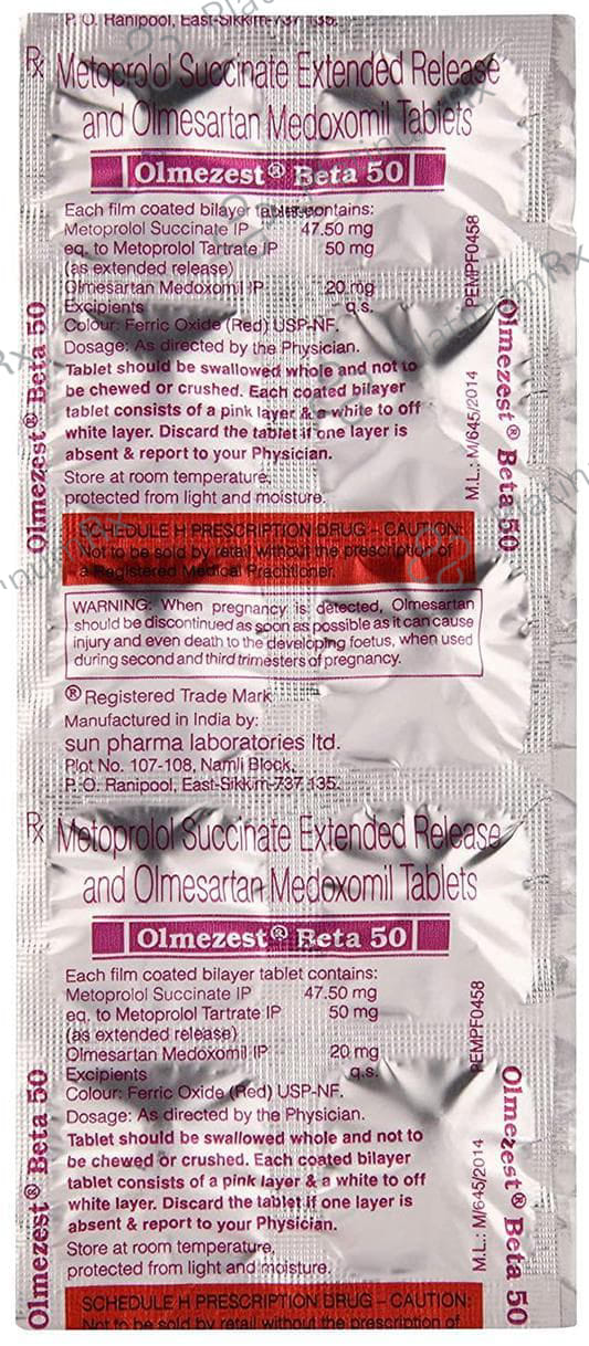 Olmezest Beta 40/50mg Tablet 10s