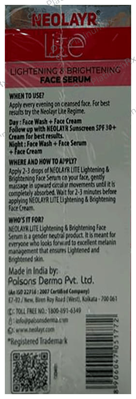 Neolayr Lite Lightening & Brightening Face Serum