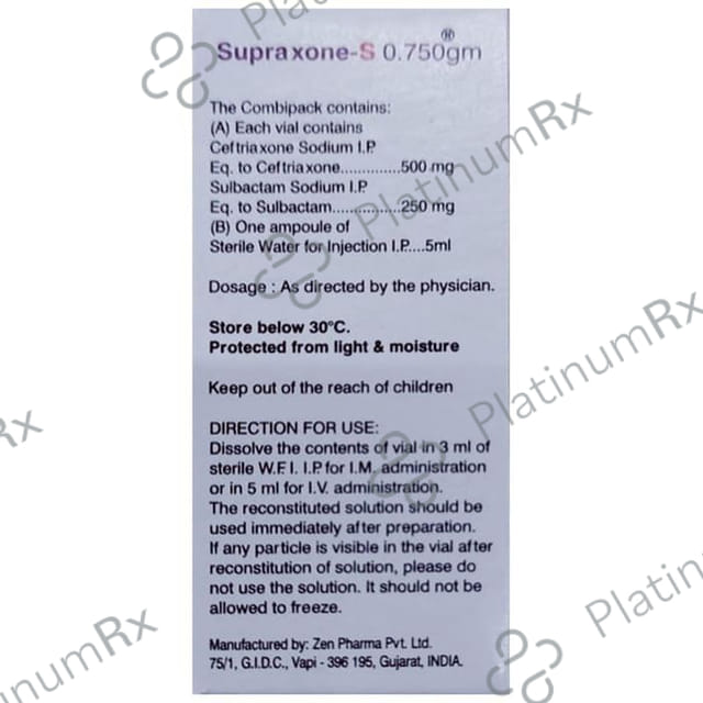Supraxone S 500mg/250mg Injection