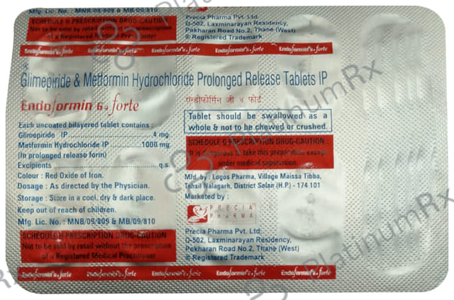 Endoformin G Forte 4/1000mg Tablet PR 10s