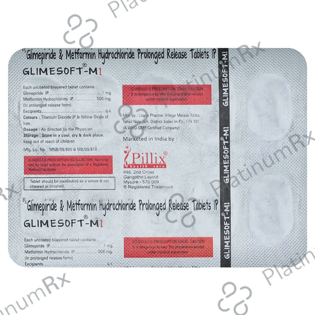 Glimesoft M1 1/500mg Tablet 10s