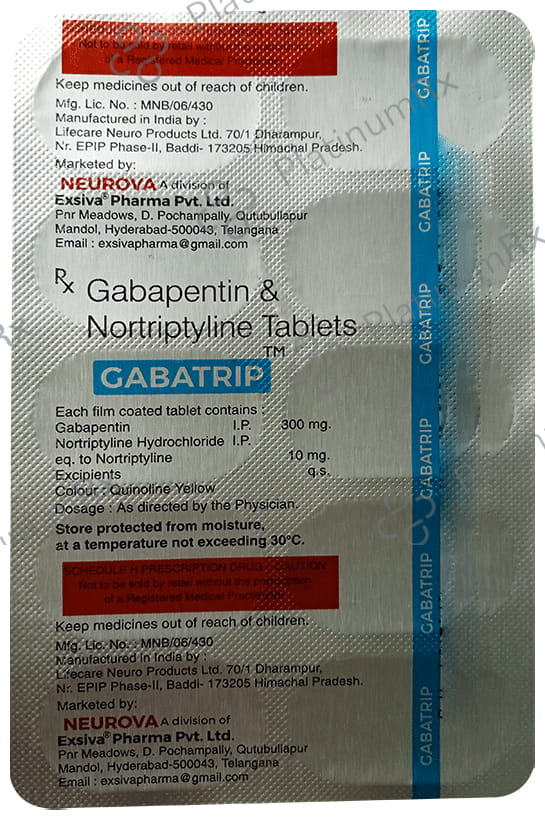 Gabatrip Tablet 10 Tablet Exsiva Pharma Pvt
