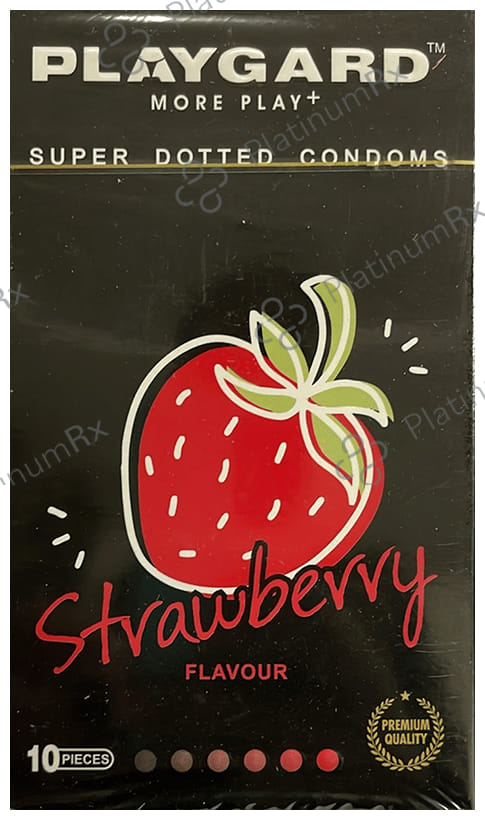 Playgard More Play + Super Strawberry Dotted Condom 10s