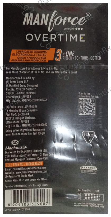 Manforce Overtime Orange Flavour Condom 10s