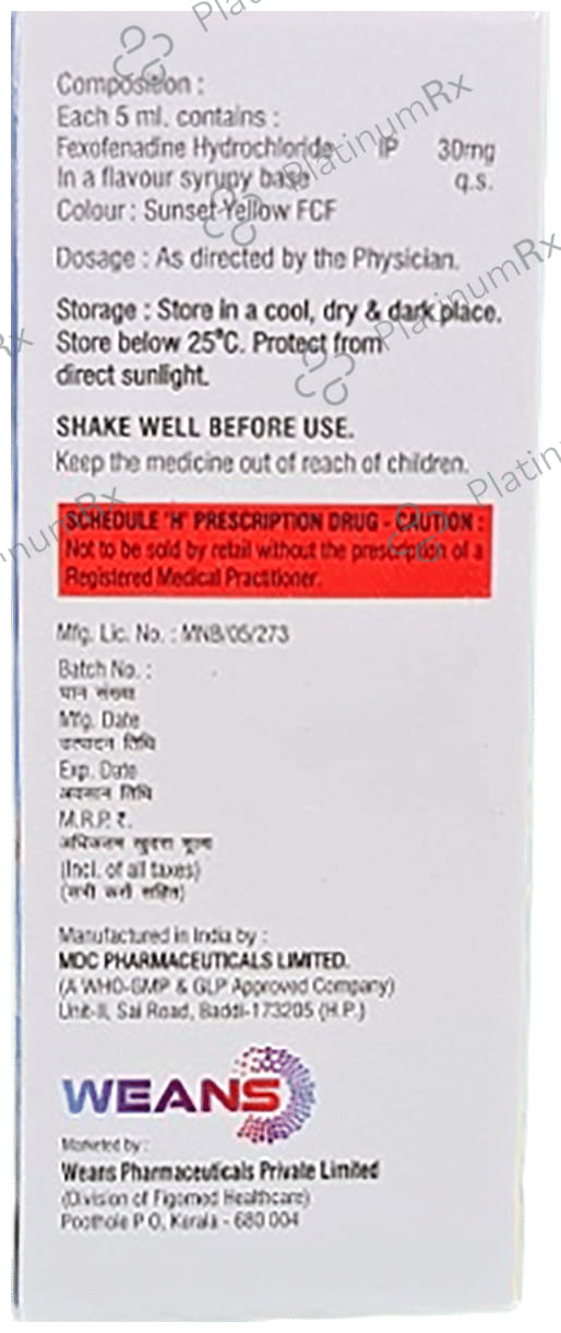Primafex 30mg Oral Suspension 60ml
