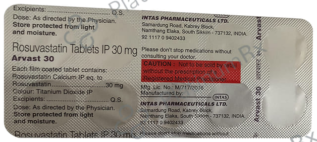 Arvast 30mg Tablet 10s