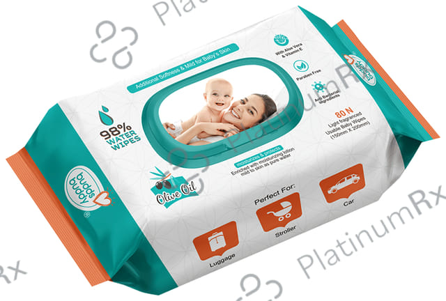 Buddsbuddy Olive Oil Light Fragranced Usable Baby Wipes with Lid (80 Each) 1 Pack