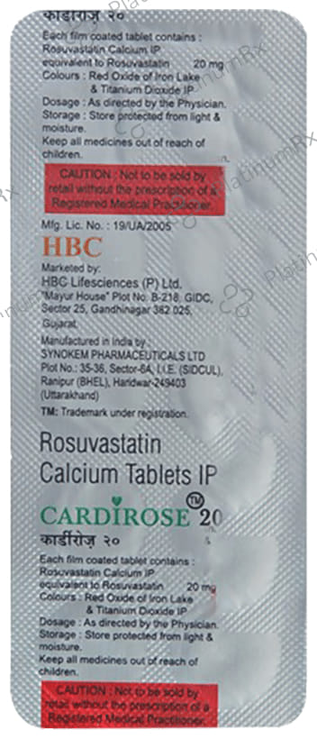Cardirose 20mg Tablet 10s