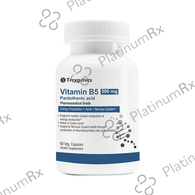 Trexgenics Vitamin B5 500mg Veg. Capsules