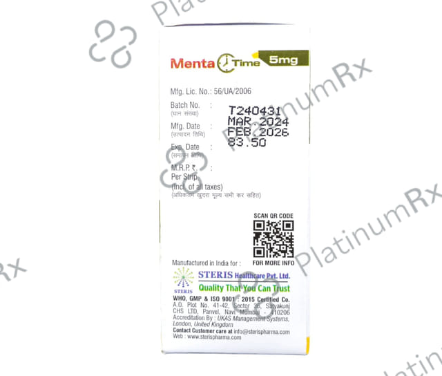 Mentatime 5mg Tablet 10s