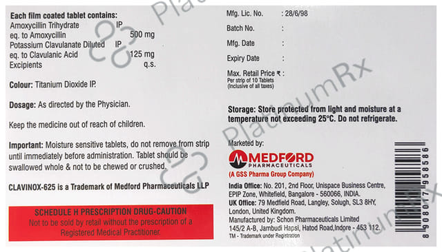 Clavinox 625mg Tablet 10s